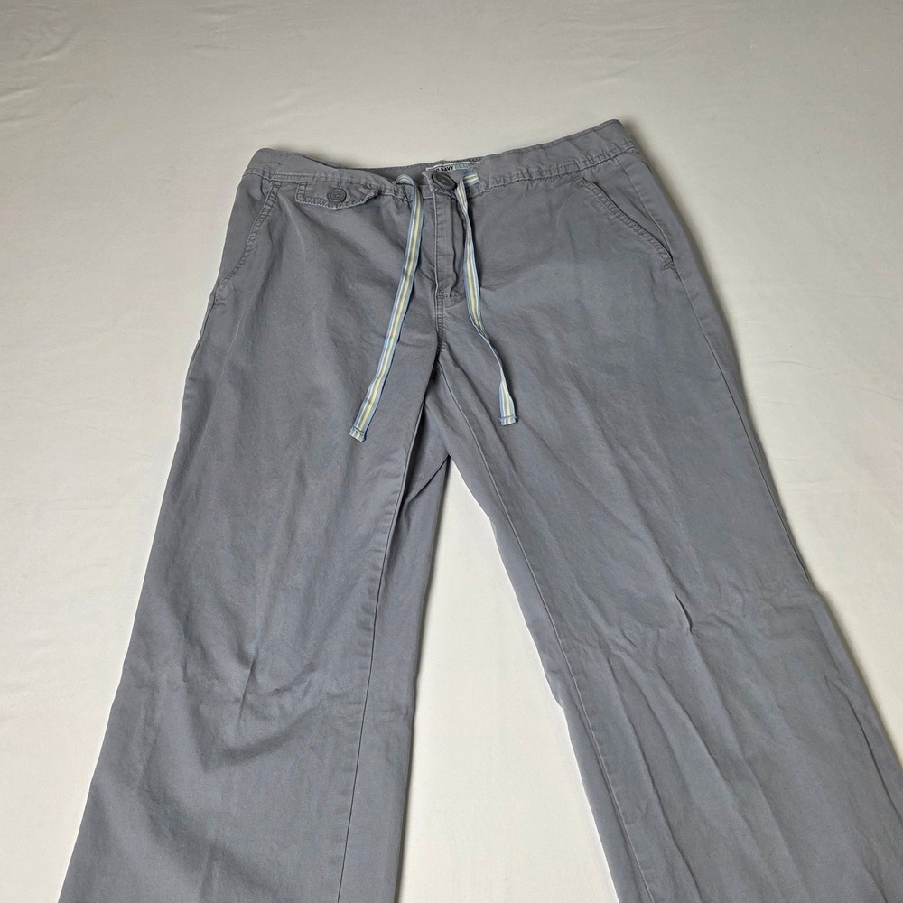 Old Navy Pants Women 8 Gray Just Below‎ Waist Cotton Straight Leg Drawstring Y2K